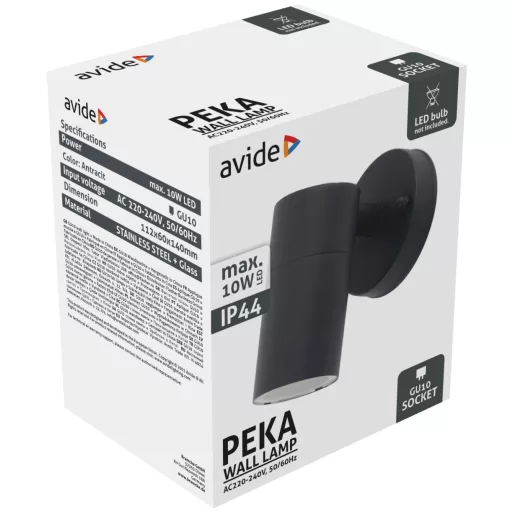 Avide kültéri fali lámpa Peka 1xGU10 IP44 Antracit (AOLWGU10-PES-AN)