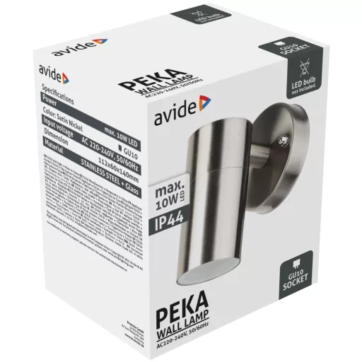Avide kültéri fali lámpa Peka 1xGU10 IP44 Szatén Nikkel (AOLWGU10-PES-SN)