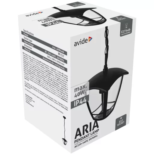 Avide Kültéri Függeszték Lámpa Aria 1050mm 1xE27 Fekete IP44 (AOPL-1XE27-ARIA)
