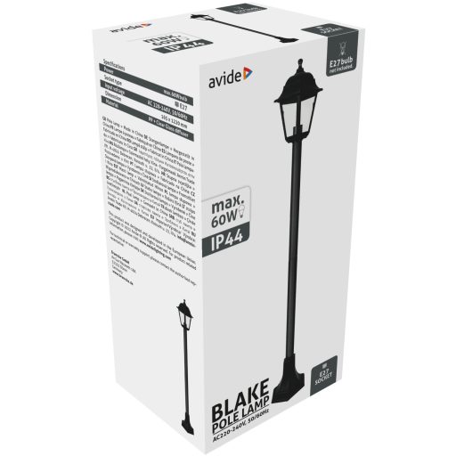 Avide Kültéri Álló Lámpa Blake 1xE27 1200mm Fekete IP44 (AOPLL-1XE27-BLA)