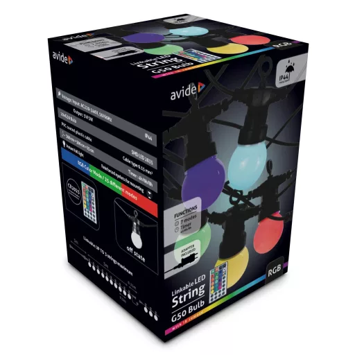 Avide Kültéri Füzér 5m RGB Sorolható Távirányítóval (AOS10LE40LR-RGB)