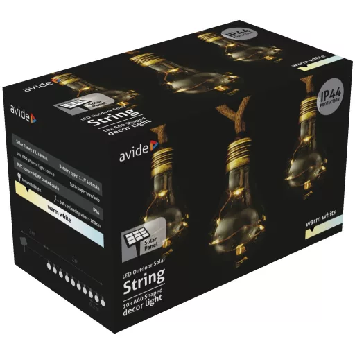 Avide Kültéri Szolár Füzér 5m, Kötél Kábel 10 Globe, WW, IP44 (AOSS5R-10C50ML-WW)