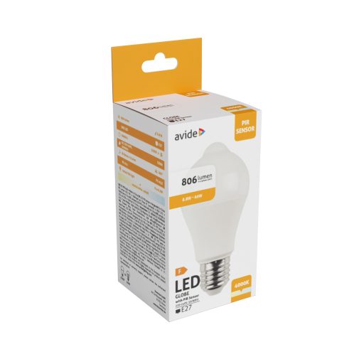 Avide Smart LED Globe A60 8.8W NW 4000K PIR mozgásérzékelővel (ASG27NW-8.8W-PIR)