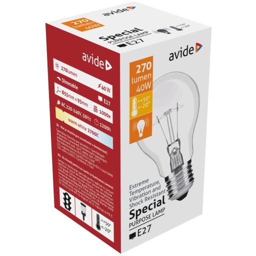 Speciális Izzó A55 40W E27 WW (Avide hőálló) (ASG27WW-40W)