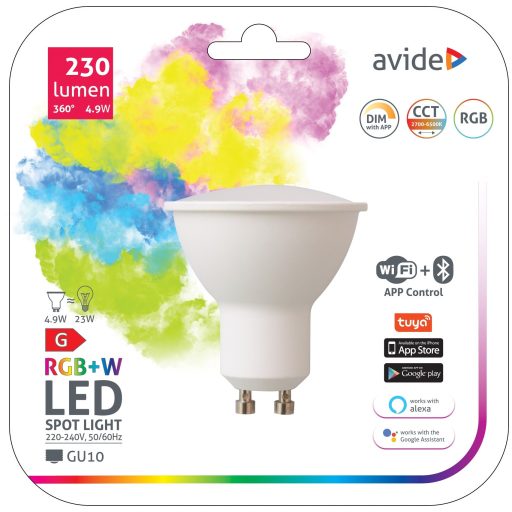 Avide Smart LED GU10 4.9W RGB+W WIFI + BLE APP Control (ASGU10RGBW-4.9W-WIBLE)