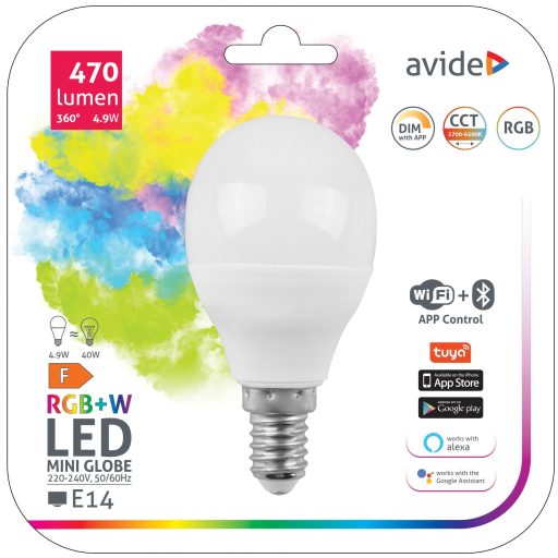 Avide Smart LED Mini Globe 4.9W RGB+W WIFI + BLE APP Control (ASMG14RGBW-4.9W-WIBLE)