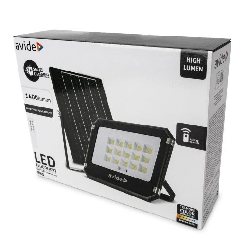 Avide LED Szolár Reflektor 100W CCT különálló napelemmel, távirányítóval (ASOLFLCCT-10AH-SMSP)