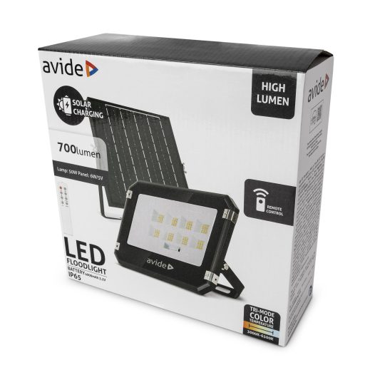 Avide LED Szolár Reflektor 50W CCT különálló napelemmel, távirányítóval (ASOLFLCCT-4AH-SMSP)