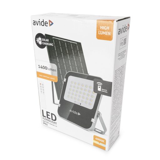 Avide LED Szolár Reflektor 100W NW 4000K különálló napelemmel, távirányítóval (ASOLFLNW-10AH-SMSP)