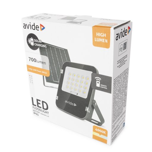 Avide LED Szolár Reflektor 50W NW 4000K különálló napelemmel, távirányítóval (ASOLFLNW-5AH-SMSP)