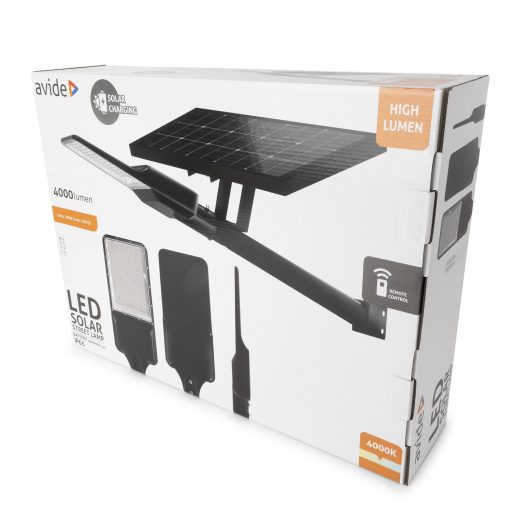 Avide LED Szolár Utcai Lámpa 300W NW 4000K szolár panel 30000mAH 3.2V LiFePO4 akkumulátor, távirányítóval (ASOLSLNW-30AH-MSP)