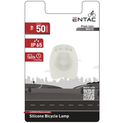 Entac Biciklilámpa 1 db Plasztik Fehér (EBL-PL-W)