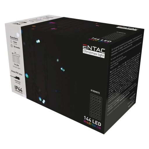 Entac Karácsonyi Függöny IP44 144 LED RGB 8x8 Funkció 1x1.5m IR távirányítóval (ECCL-144-RGBIR)