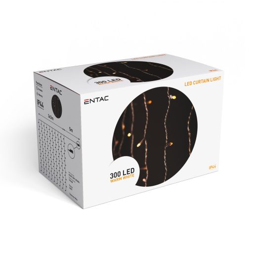 Entac Karácsonyi Függöny IP44 300 LED 3x3m 8F (ECCL-300WW)