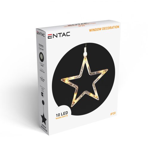 Entac Karácsonyi Ablakdekoráció Csillag 10 LED WW 3xAAA nt. (ECL-10-WLD-S)