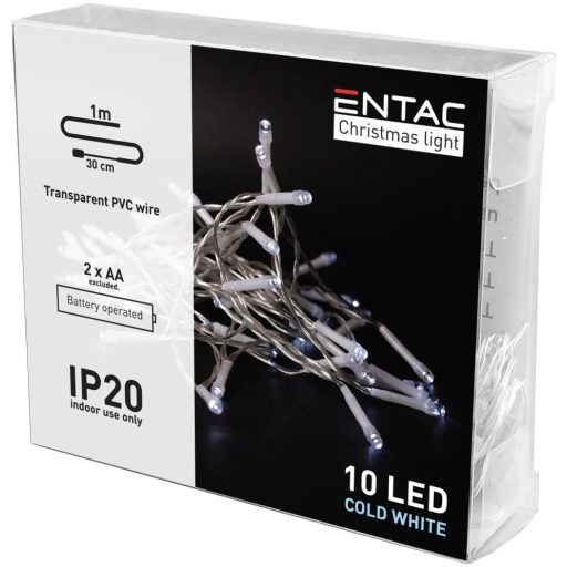 Entac Karácsonyi Beltéri Füzér 10 LED CW 1,3m (2AA nt.) (ECL-10CW)