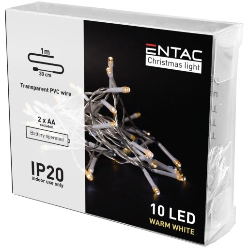 Entac Karácsonyi Beltéri Füzér 10 LED WW 1,3m (2AA nt.) (ECL-10WW)