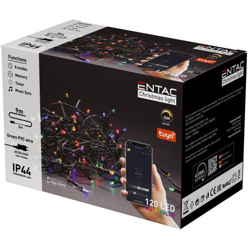Entac Karácsonyi IP44 120 LED Füzér MC 9m Tuya APP (ECL-120-TY-MC)