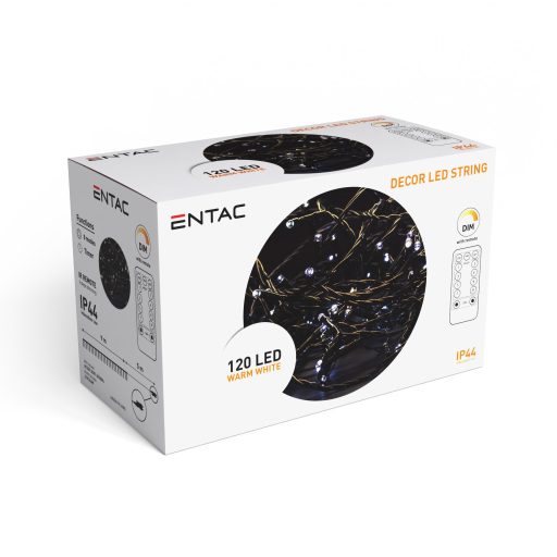Entac Karácsonyi IP44 120 LED Füzér WW 9m Távirányítóval (ECL-120-WW-IR-FS)