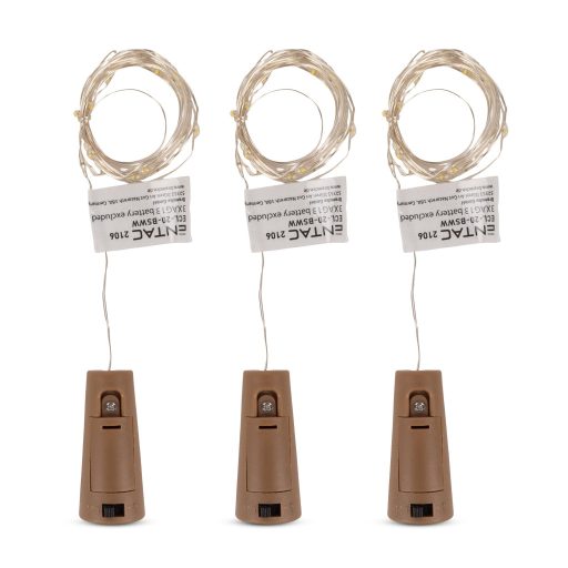 Entac Beltéri Drótfüzér 20 LED WW Üvegdugóval 2m elem nt. 3db/cs (ECL-20-BSWW)