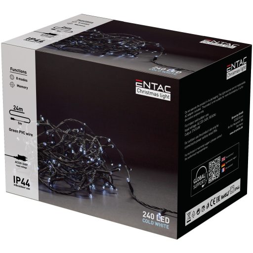 Entac Karácsonyi IP44 240 LED Füzér CW 24m (ECL-240-CW)