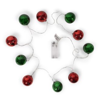   Entac Karácsonyi Beltéri Színes Gömb 55mm Füzér 10 LED WW 1,65m (2AA nt.) (ECL-CCBD-10WW)