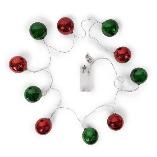 Entac Karácsonyi Beltéri Színes Gömb 55mm Füzér 10 LED WW 1,65m (2AA nt.) (ECL-CCBD-10WW)