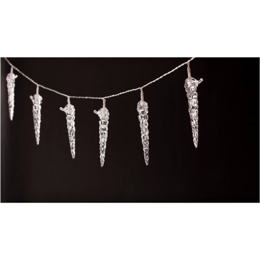 Entac Karácsonyi Beltéri Műanyag Jégcsap 11cm 10 LED 1,65m (2AA nt.) (ECL-ICI-10WW)