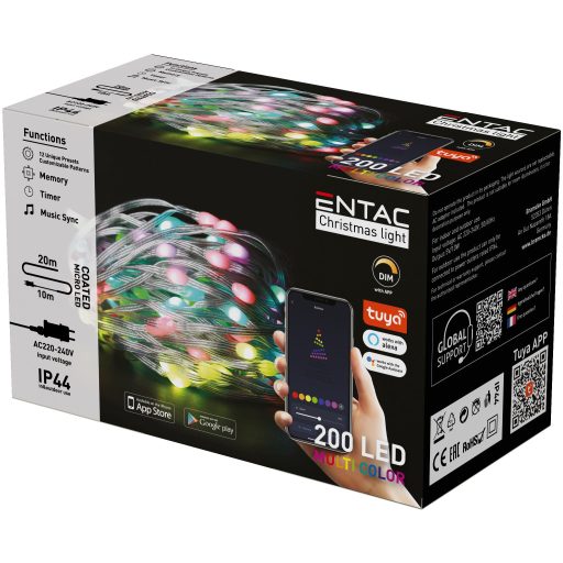 Entac Karácsonyi IP44 200 LED Füzér MC Tuya APP (ECL-M200-TY-MC)