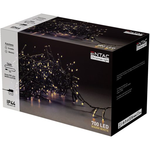 Entac Karácsonyi IP44 700 LED Fürtös Fénysor WW 14m (ECL-M700WW)