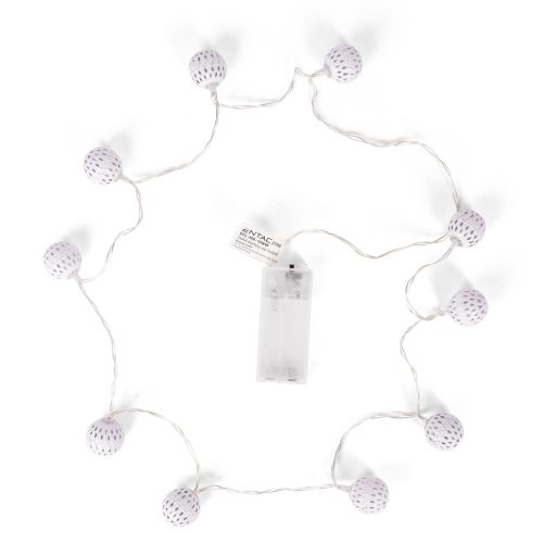 Entac Karácsonyi Beltéri Füzér Fém golyó 10 LED WW 1,3m (2AA nt.) (ECL-MB-10WW)