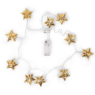   Entac Karácsonyi Beltéri Fém Arany Csillag 10 LED WW 1,65m (2AA nt.) (ECL-MGS-10WW)