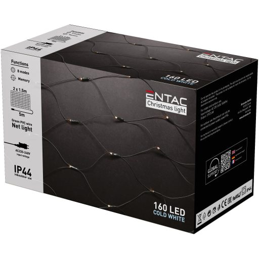 Entac Karácsonyi IP44  Háló 160 LED 2m x 1,5m CW (ECL-NET-160-CW)