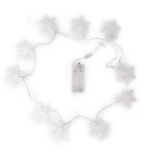 Entac Karácsonyi Beltéri Füzér Műanyag hópehely 10 LED WW 1,3m (2AA nt.) (ECL-PSF-10WW)