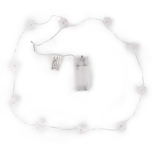 Entac Karácsonyi Beltéri Műanyag Füzér Hópehely 10 LED WW 1,3m (2AA nt.) (ECL-PSF2-10WW)