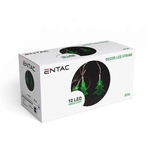 Entac Karácsonyi Beltéri PVC Zöld Fenyőfa 10 LED 1,65m (2AA nt.) (ECL-PVCGT-10)