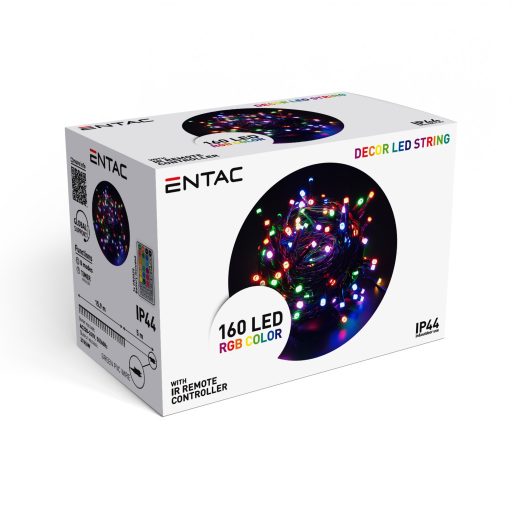 Entac Karácsonyi Kültéri Füzér 160 LED RGB 20,9m, IR távirányítóval (ECL-S160-RGB)