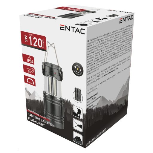 Entac Kempinglámpa Napelemes Plasztik 5v - 18650 tart. (ECL-SOLAR-PLM)