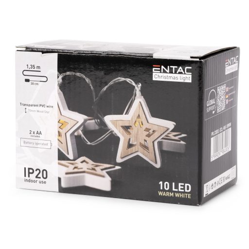 Entac Karácsonyi Beltéri Fa Csillag 10 LED WW 1,65m (2AA nt.) (ECL-WS-10WW)