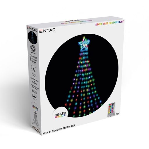 Entac Karácsonyfa LED Takaró Függöny RGB IP44 300 Mikro LED 10x2.9m with 8F IR távirányítóval (ECTCL-300MRGB)