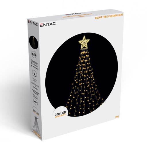 Entac Karácsonyfa LED Takaró Függöny WW IP44 300 LED 10x2.9m with 8F (ECTCL-300WW)
