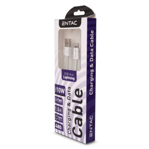 Entac Töltőkábel USB A -> Lightning Casual Zöld 150cm (ECUSB-AL2-NM-GR1.5)