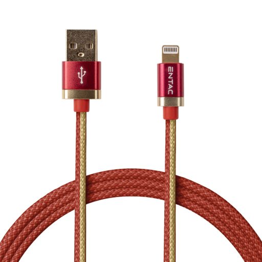Entac Töltőkábel USB A -> Lightning Fashion King Piros 100cm (ECUSB-AL3-FM-R1)