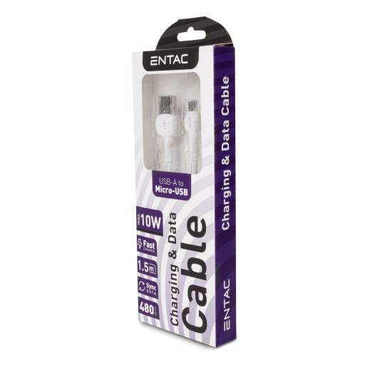 Entac Töltőkábel USB A -> Mikro Classic Fehér 150cm (ECUSB-AM2-PP-W1.5)