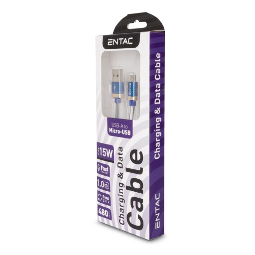 Entac Töltőkábel USB A -> Mikro Fashion King Kék 100cm (ECUSB-AM3-FM-BL1)