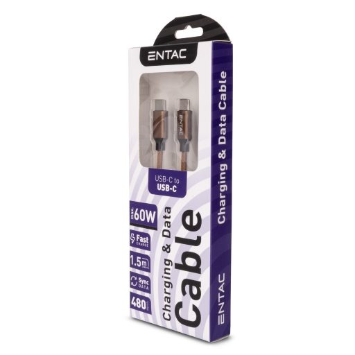 Entac Töltőkábel USB C -> C Excellence Barna 150cm (ECUSB-CC3-FM-BR1.5)