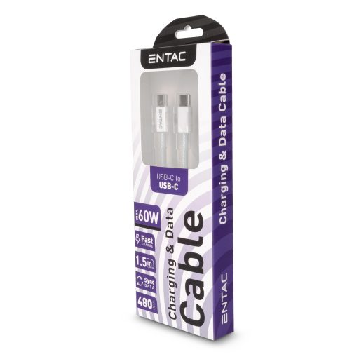 Entac Töltőkábel USB C -> C Casual Zöld 150cm (ECUSB-CC3-NM-GR1.5)