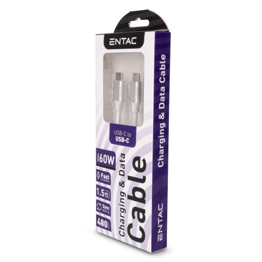 Entac Töltőkábel USB C -> C Charmer Ezüst 150cm (ECUSB-CC3-NM-S1.5)