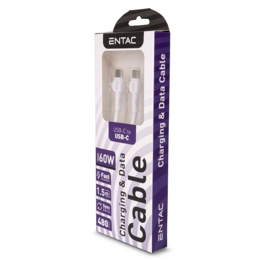 Entac Töltőkábel USB C -> C Classic Fehér 150cm (ECUSB-CC3-PP-W1.5)