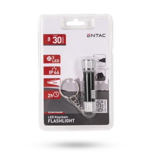 Entac Elemlámpa 5LED Kulcstartós Fekete (EFL-5LED-KC-BL)